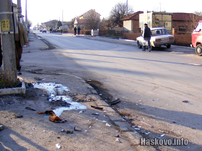 Мястото на сблъсъка в стълба