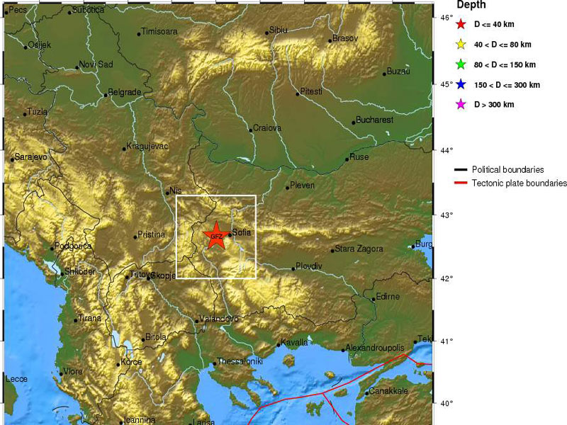 Карта на земетресението